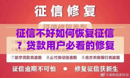 征信不好如何恢复征信？贷款用户必看的修复费用与技巧