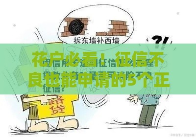 花户必看！征信不良也能申请的5个正规贷款渠道