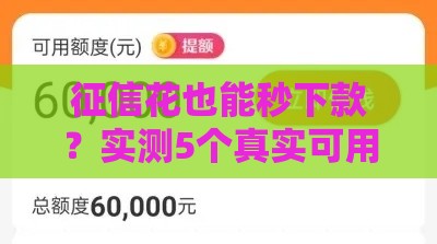 征信花也能秒下款？实测5个真实可用的低门槛贷款平台