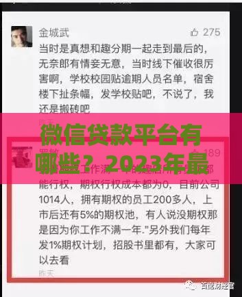 微信贷款平台有哪些？2023年最全申请攻略及避坑指南