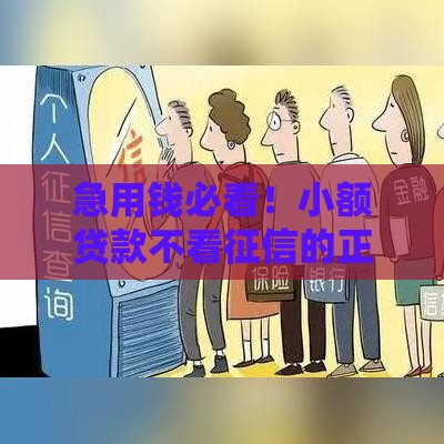 急用钱必看！小额贷款不看征信的正规平台盘点