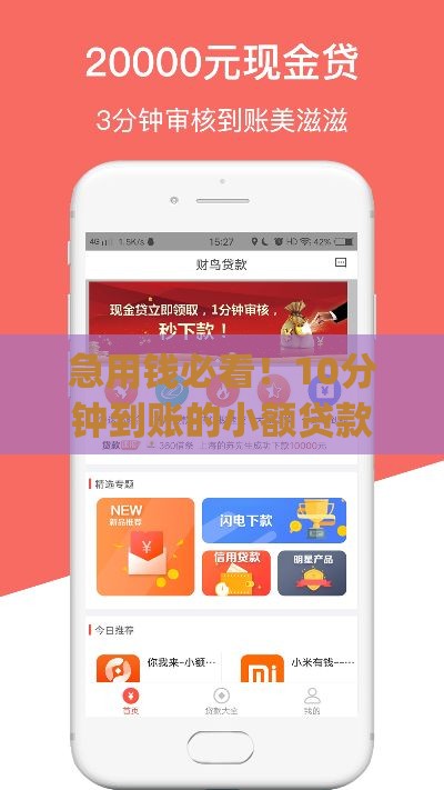 急用钱必看！10分钟到账的小额贷款app推荐