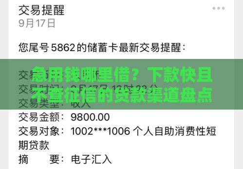 急用钱哪里借？下款快且不查征信的贷款渠道盘点