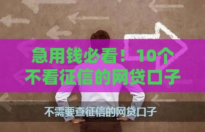 急用钱必看！10个不看征信的网贷口子推荐（附申请攻略）