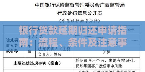 银行贷款延期归还申请指南：流程、条件及注意事项