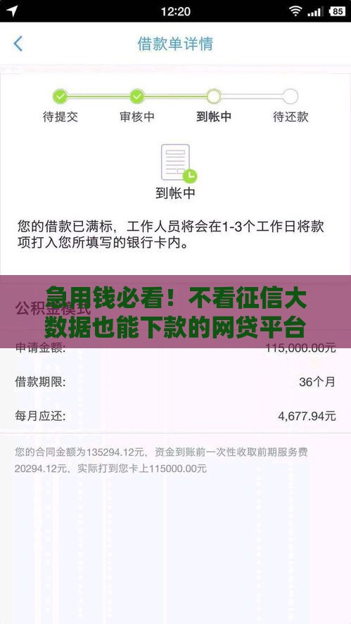 急用钱必看！不看征信大数据也能下款的网贷平台有哪些？