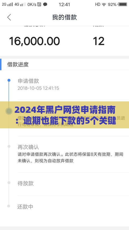 2024年黑户网贷申请指南：逾期也能下款的5个关键技巧