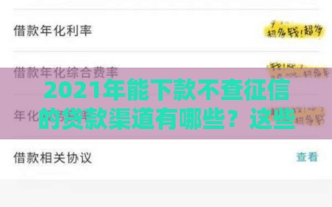 2021年能下款不查征信的贷款渠道有哪些？这些平台或许能帮到你！