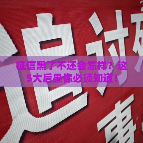 征信黑了不还会怎样？这5大后果你必须知道！