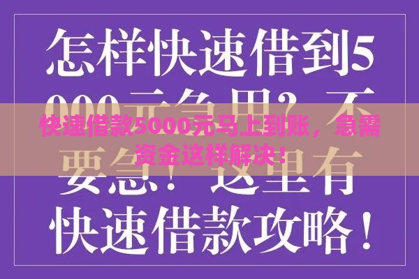 快速借款5000元马上到账，急需资金这样解决！