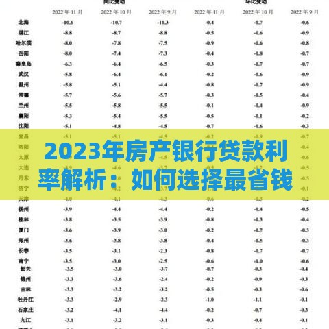 2023年房产银行贷款利率解析：如何选择最省钱的房贷方案？