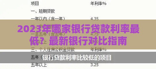2023年哪家银行贷款利率最低？最新银行对比指南