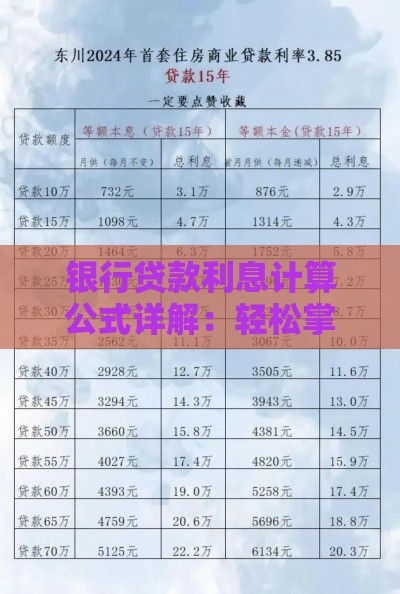 银行贷款利息计算公式详解：轻松掌握还款金额计算技巧