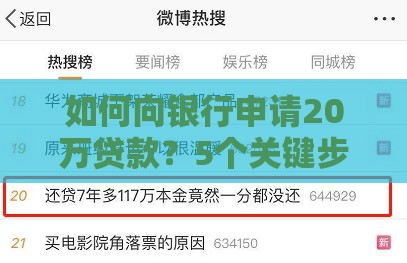 如何向银行申请20万贷款？5个关键步骤助你快速获批
