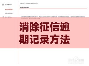 消除征信逾期记录方法大全：合法途径与操作指南