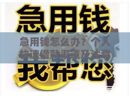 急用钱怎么办？个人快速借款渠道及注意事项全解析