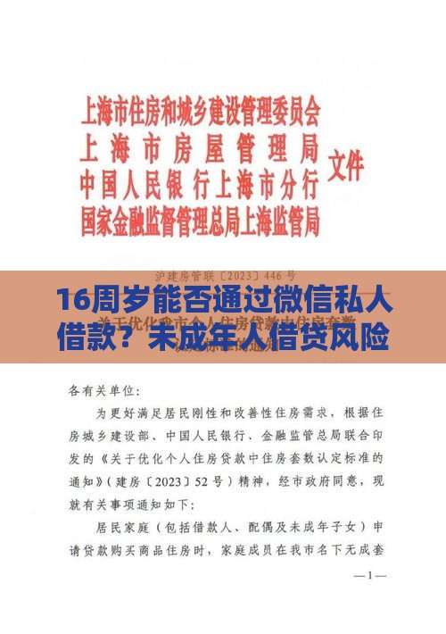 16周岁能否通过微信私人借款？未成年人借贷风险与应对指南