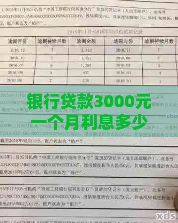 银行贷款3000元一个月利息多少 真实案例教你算清楚