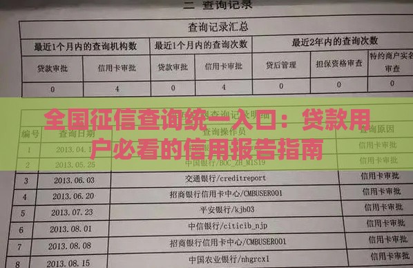 全国征信查询统一入口：贷款用户必看的信用报告指南