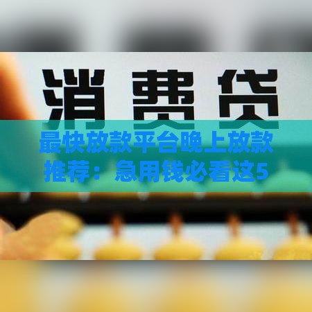 最快放款平台晚上放款推荐：急用钱必看这5家