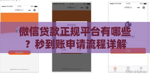 微信贷款正规平台有哪些？秒到账申请流程详解