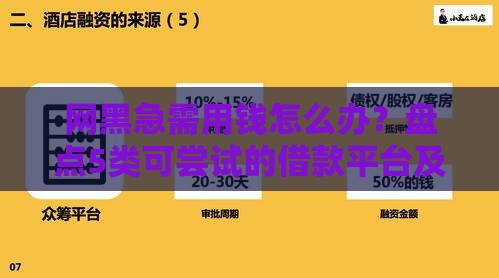 网黑急需用钱怎么办？盘点5类可尝试的借款平台及避坑指南