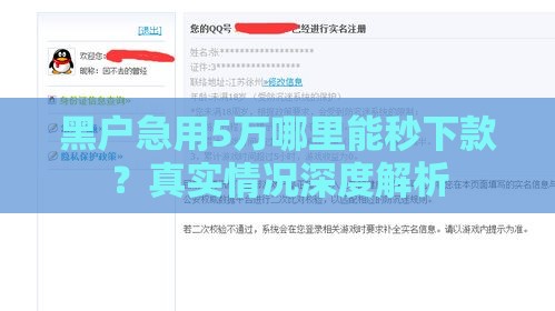 黑户急用5万哪里能秒下款？真实情况深度解析