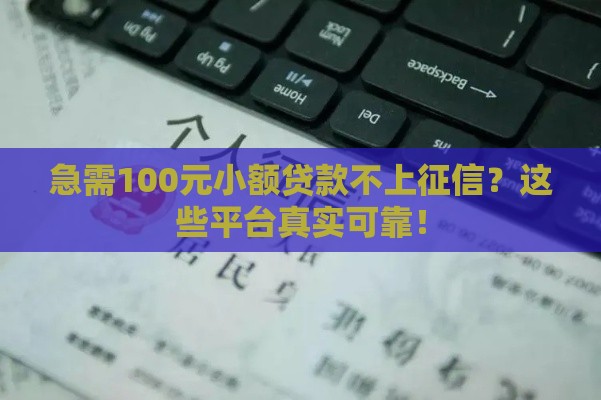 急需100元小额贷款不上征信？这些平台真实可靠！