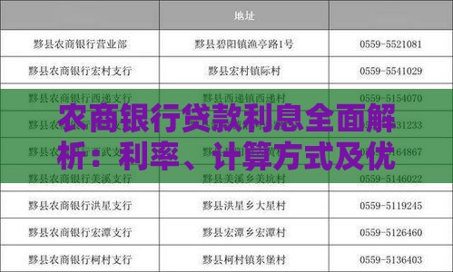 农商银行贷款利息全面解析：利率、计算方式及优惠政策