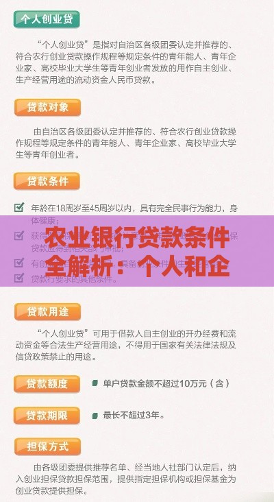 农业银行贷款条件全解析：个人和企业申请指南