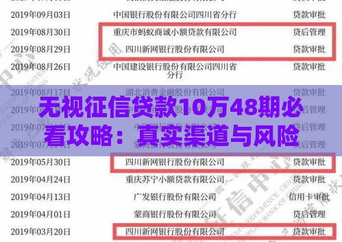 无视征信贷款10万48期必看攻略：真实渠道与风险解析