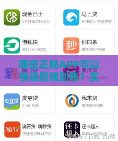 哪些正规APP可以快速借钱到账？实测这10款最快到账平台