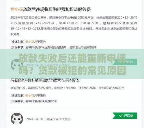 放款失败后还能重新申请吗？贷款被拒的常见原因和解决方法