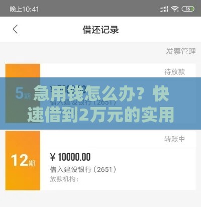 急用钱怎么办？快速借到2万元的实用攻略（正规渠道+避坑指南）