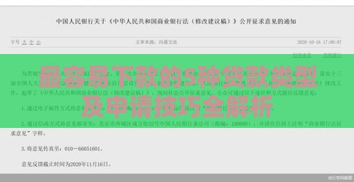 最容易下款的5种贷款类型及申请技巧全解析