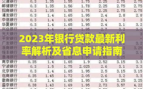 2023年银行贷款最新利率解析及省息申请指南