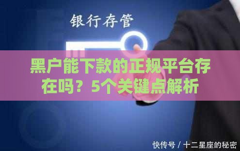 黑户能下款的正规平台存在吗？5个关键点解析