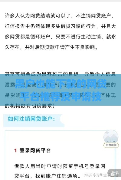 黑户也能下款的网贷平台推荐及申请技巧