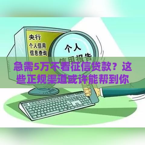 急需5万不看征信贷款？这些正规渠道或许能帮到你