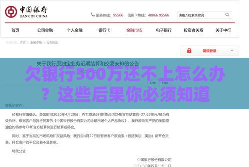 欠银行500万还不上怎么办？这些后果你必须知道