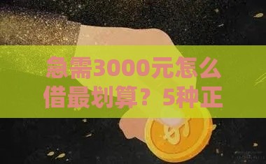 急需3000元怎么借最划算？5种正规贷款方案对比