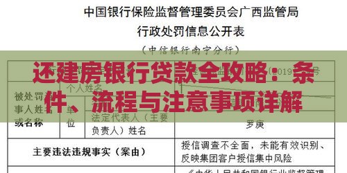 还建房银行贷款全攻略：条件、流程与注意事项详解