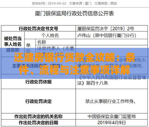 还建房银行贷款全攻略：条件、流程与注意事项详解