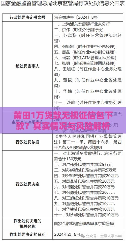 莆田1万贷款无视征信包下款？真实情况与风险解析