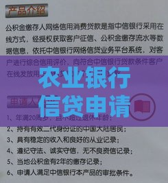 农业银行信贷申请指南：条件、流程及产品解析