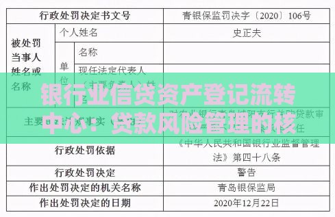 银行业信贷资产登记流转中心：贷款风险管理的核心枢纽