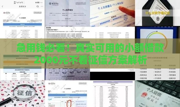 急用钱必看！真实可用的小额借款2000元不看征信方案解析