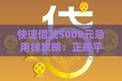 快速借款5000元急用钱攻略：正规平台1分钟到账流程详解