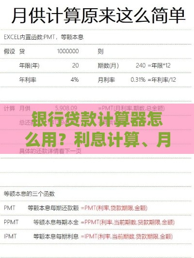 银行贷款计算器怎么用？利息计算、月供查询全攻略