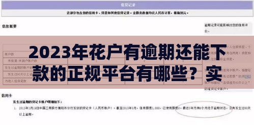 2023年花户有逾期还能下款的正规平台有哪些？实测避坑指南